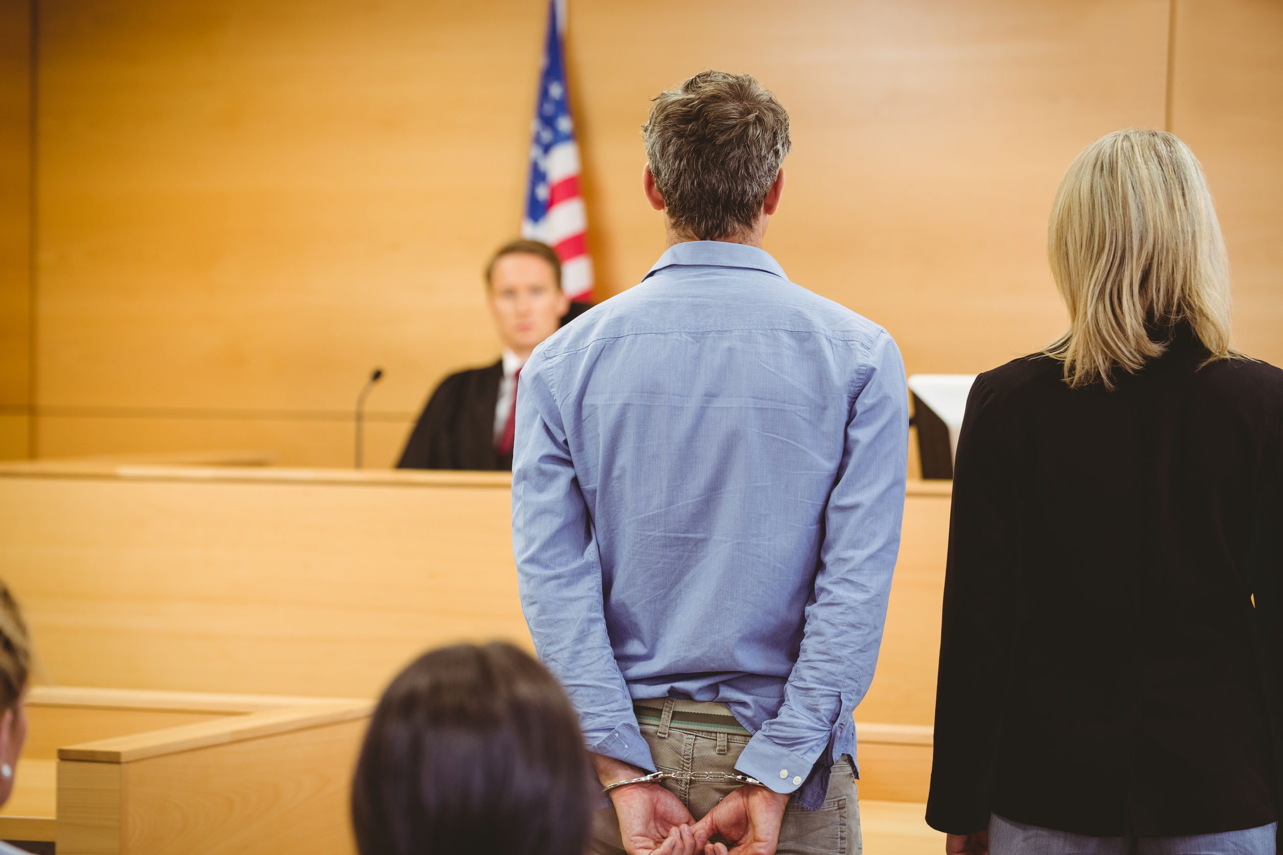 Criminal waiting for courts ruling in the court room